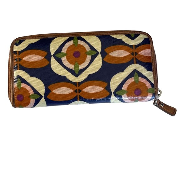 Fossil Key-Per Coated Canvas Floral Zip-Around Wallet w/ Card Slots & ID Window - Picture 3 of 12